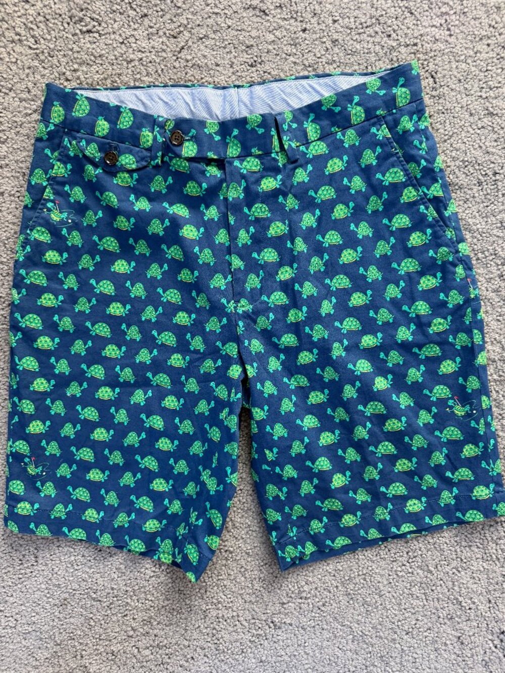 Polo Golf Ralph Lauren Men's Sea Turtle Embroidered Shorts Size 32 Navy Blue